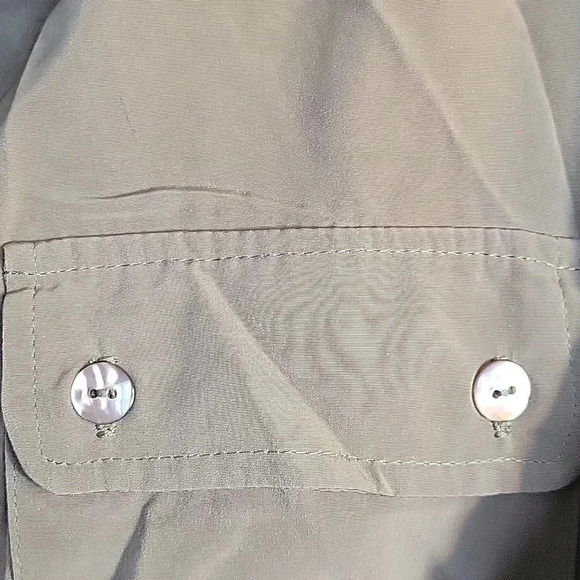 Maggie Sweet Safari Green Button up Blouse Size 1X Petite - Picture 3 of 6